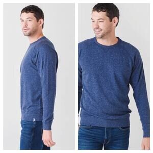Peter Millar Crown Mens Blue Heathered Interlock Jaspe Crewneck Sweater - Medium